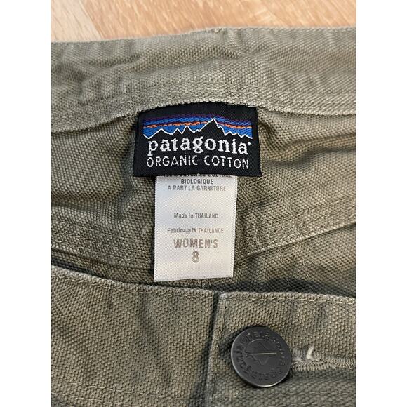 VTG Patagonia Stand Up Shorts Womens 8 Green Canvas Patch Pocket Climb Hike - Picture 4 of 7